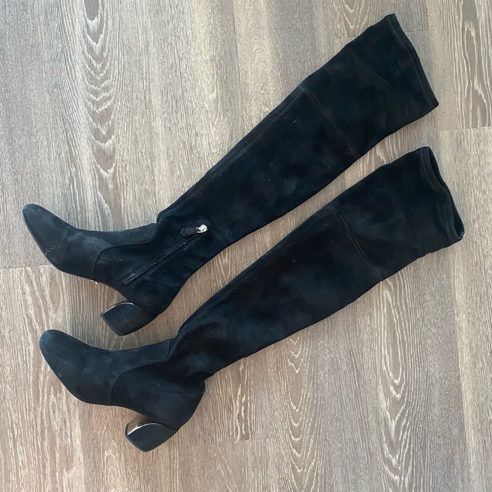 Prada Over the Knee Suede Black Boot